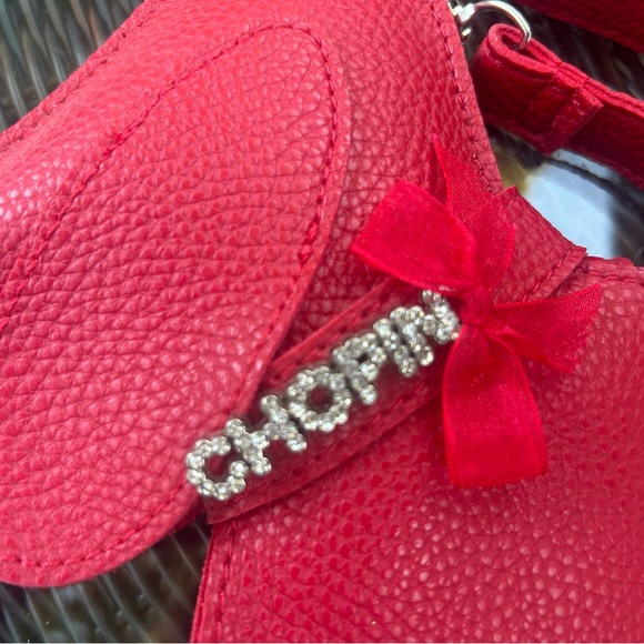 Chopin Roma Italy crossbody Dachshund purse handbag wiener dog red pebbled EUC - Picture 8 of 14